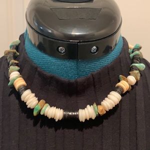 Vintage turquoise and puka shell necklace